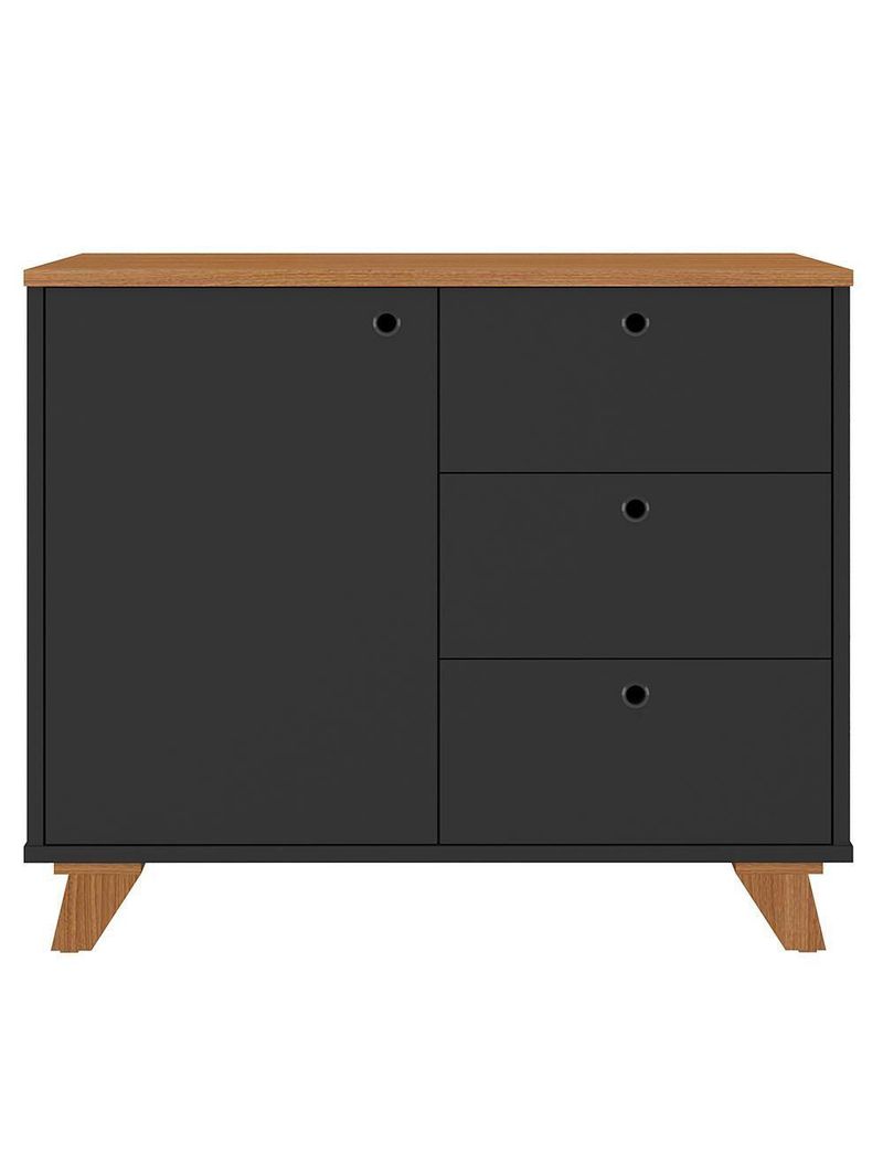 Balcão Para Escritório Home Office Multiuso Lugano A02 Freijó Preto - Lyam Decor