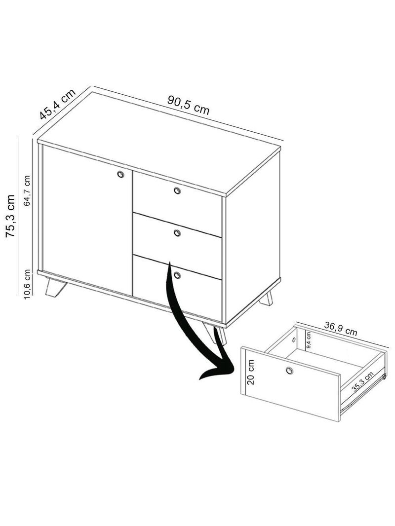 Balcão Para Escritório Home Office Multiuso Lugano A02 Freijó Preto - Lyam Decor