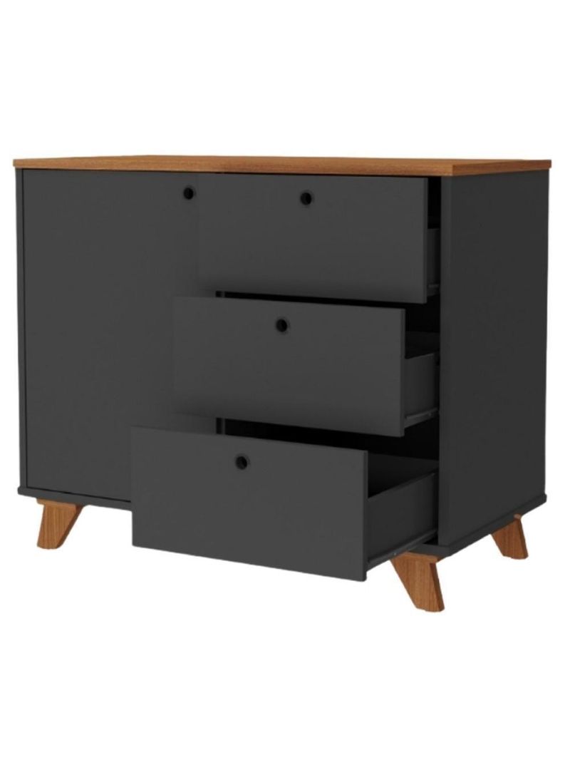 Balcão Para Escritório Home Office Multiuso Lugano A02 Freijó Preto - Lyam Decor