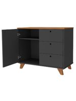 Balcão Para Escritório Home Office Multiuso Lugano A02 Freijó Preto - Lyam Decor