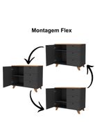Balcão Para Escritório Home Office Multiuso Lugano A02 Freijó Preto - Lyam Decor