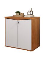 Balcão Para Escritório Com Chave Multiuso 2 Portas Unik A02 Freijó Branco - Lyam Decor