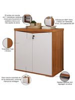 Balcão Para Escritório Com Chave Multiuso 2 Portas Unik A02 Freijó Branco - Lyam Decor
