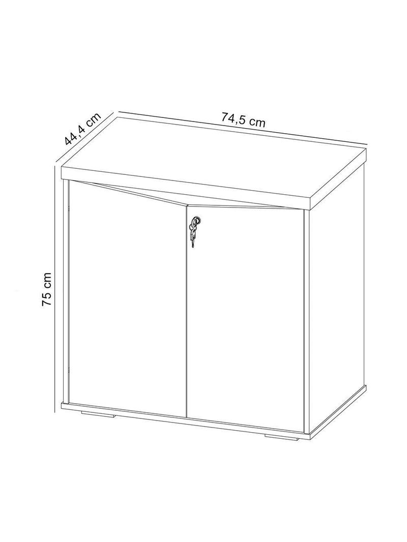 Balcão Para Escritório Com Chave Multiuso 2 Portas Unik A02 Freijó Branco - Lyam Decor