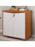 Balcão Para Escritório Com Chave Multiuso 2 Portas Unik A02 Freijó Branco - Lyam Decor