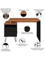 Mesa Para Escritório Escrivaninha Home Office Versa A02 Freijó Preto - Lyam Decor
