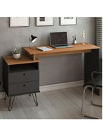 Mesa Para Escritório Escrivaninha Home Office Versa A02 Freijó Preto - Lyam Decor