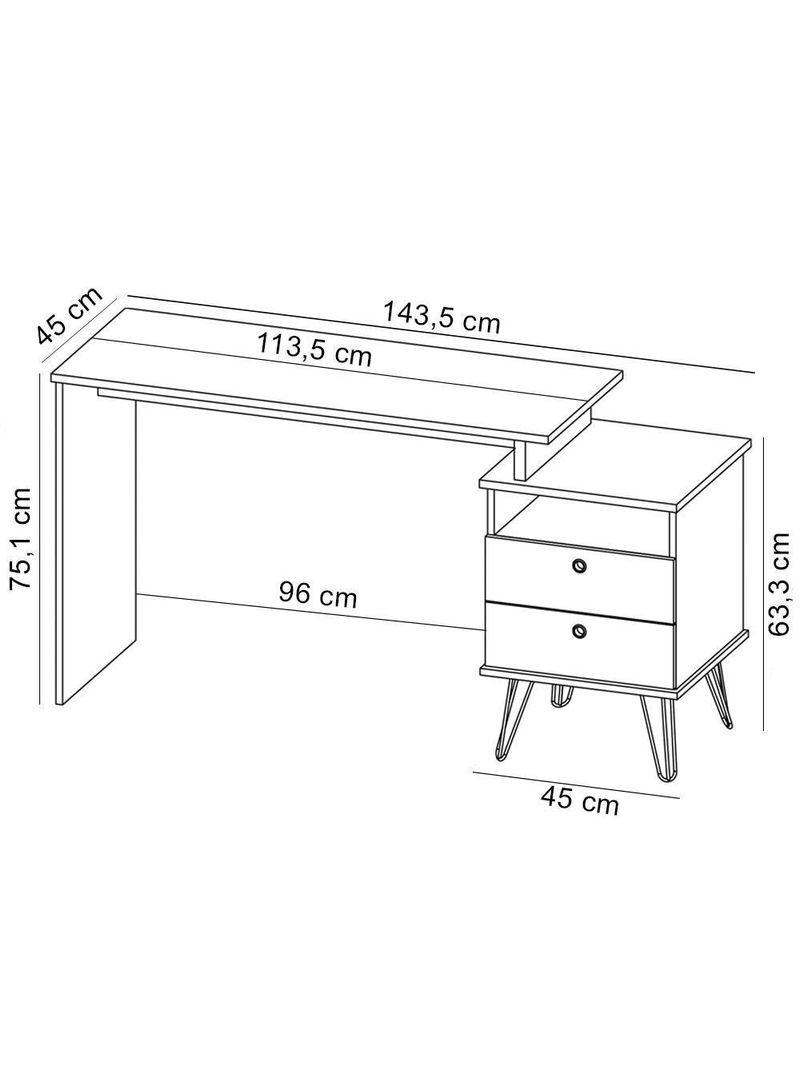 Mesa Para Escritório Escrivaninha Home Office Versa A02 Freijó Preto - Lyam Decor