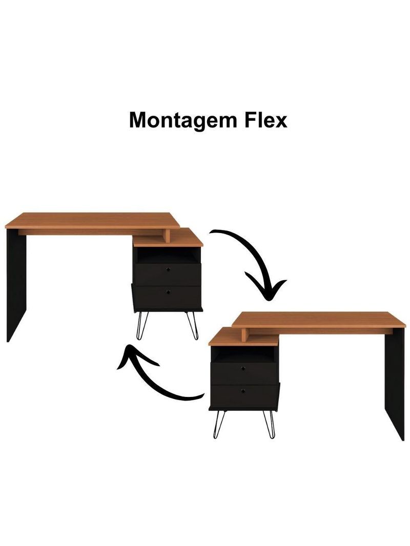 Mesa Para Escritório Escrivaninha Home Office Versa A02 Freijó Preto - Lyam Decor