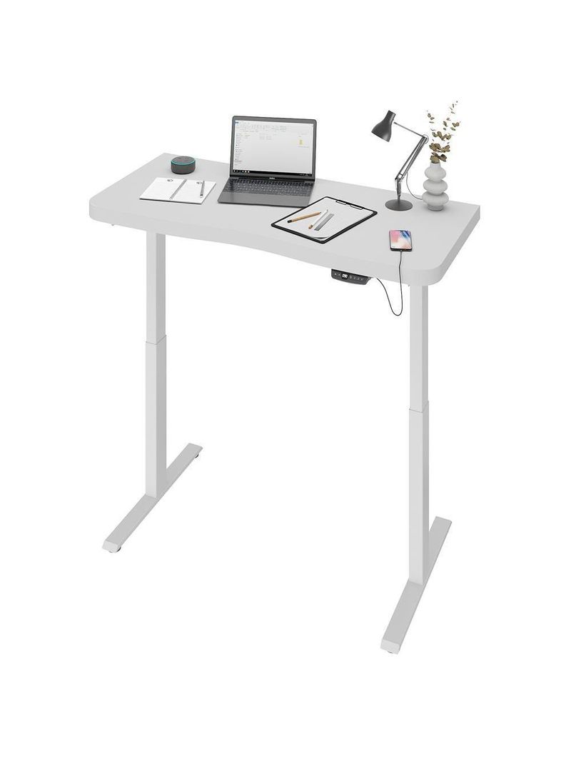 Mesa Com Regulagem De Altura Elétrica Para Escritório Home Office Aurum A02 Branco - Lyam Decor