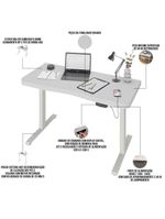 Mesa Com Regulagem De Altura Elétrica Para Escritório Home Office Aurum A02 Branco - Lyam Decor