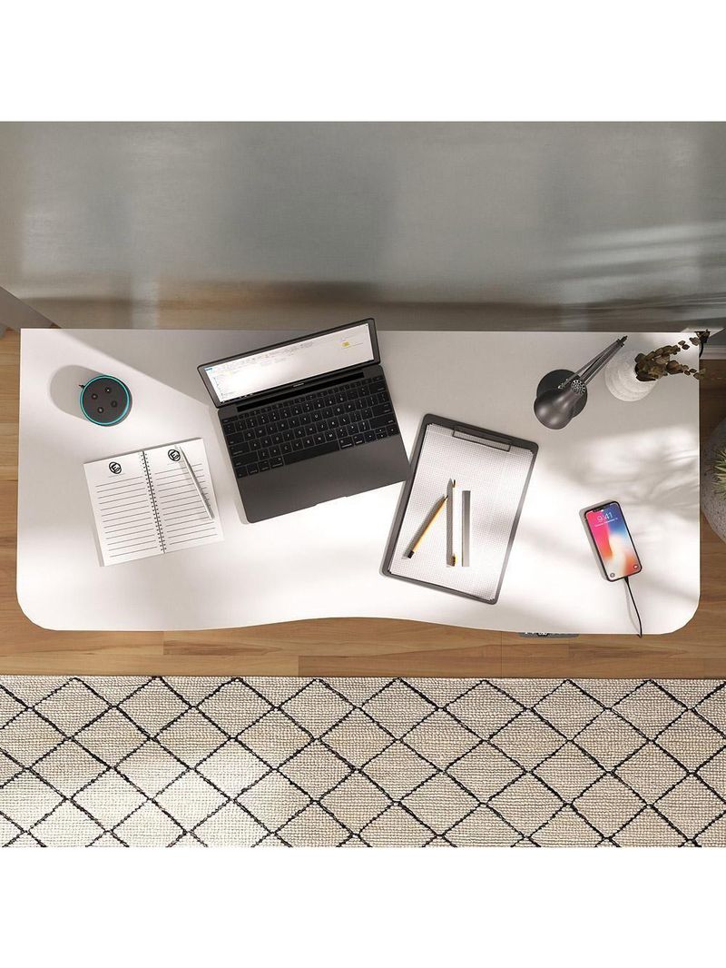 Mesa Com Regulagem De Altura Elétrica Para Escritório Home Office Aurum A02 Branco - Lyam Decor