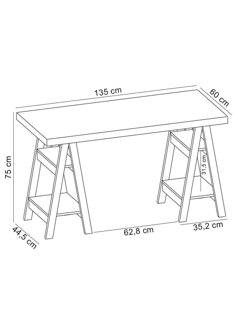 Mesa Para Escritório Escrivaninha Home Office Art A02 Olmo Preto - Lyam Decor