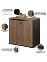 Balcão Para Escritório Com Chave Multiuso 2 Portas Unik A02 Nogal Preto - Lyam Decor