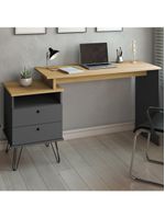 Mesa Para Escritório Escrivaninha Home Office Versa A02 Olmo Grafito - Lyam Decor