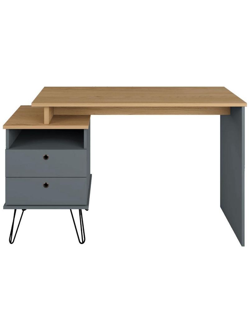 Mesa Para Escritório Escrivaninha Home Office Versa A02 Olmo Grafito - Lyam Decor