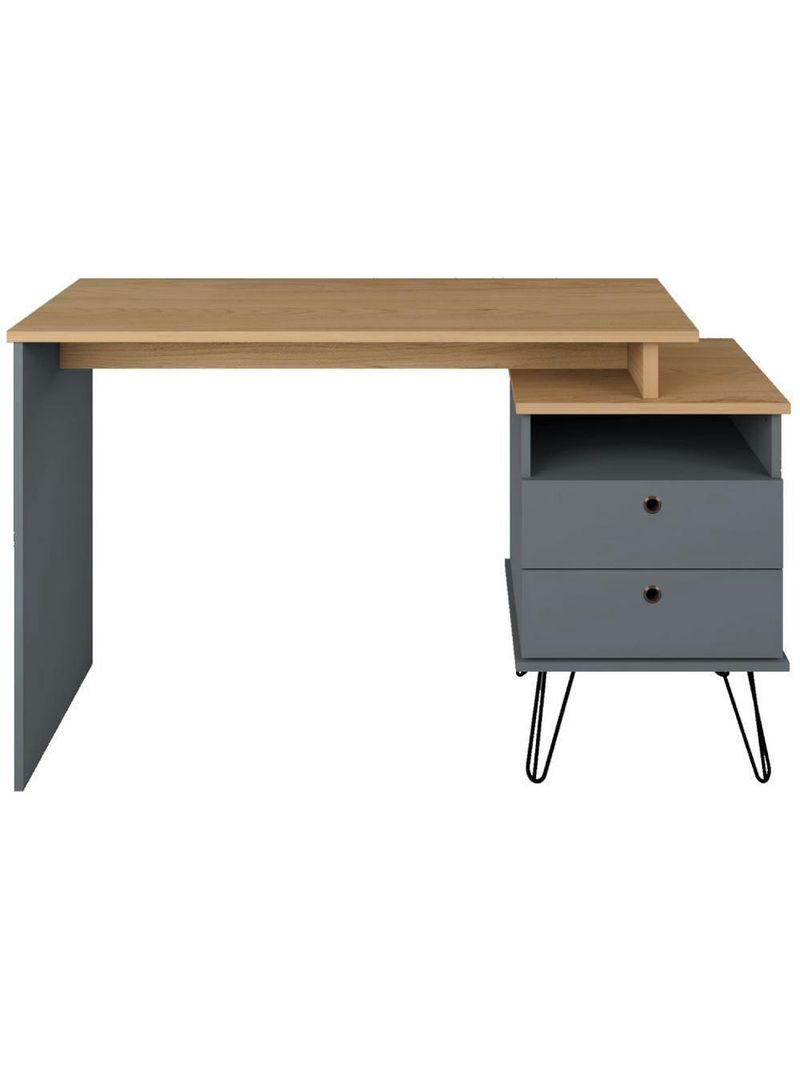 Mesa Para Escritório Escrivaninha Home Office Versa A02 Olmo Grafito - Lyam Decor