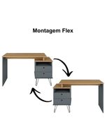 Mesa Para Escritório Escrivaninha Home Office Versa A02 Olmo Grafito - Lyam Decor