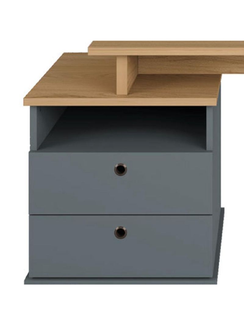 Mesa Para Escritório Escrivaninha Home Office Versa A02 Olmo Grafito - Lyam Decor