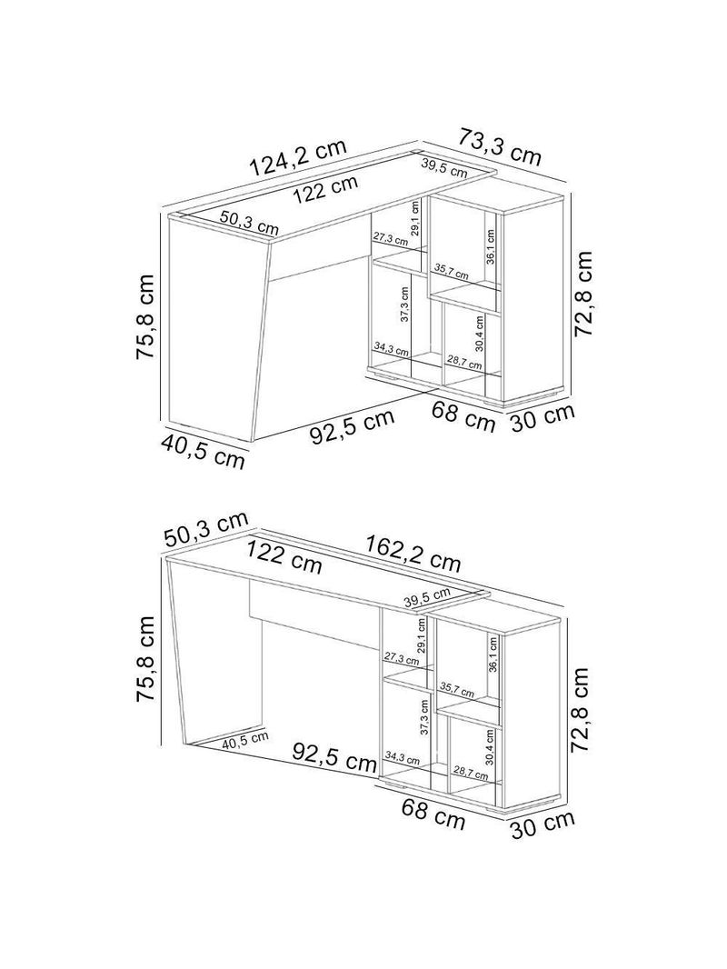 Mesa Para Escritório Escrivaninha Home Office Urban A02 Carvalho Branco - Lyam Decor