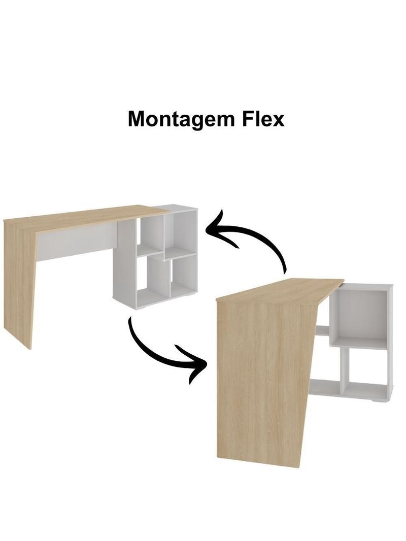 Mesa Para Escritório Escrivaninha Home Office Urban A02 Carvalho Branco - Lyam Decor