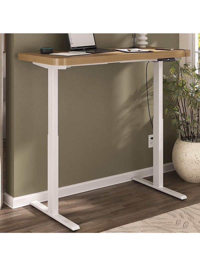Mesa Com Regulagem De Altura Elétrica Para Escritório Home Office Aurum A02 Olmo - Lyam Decor