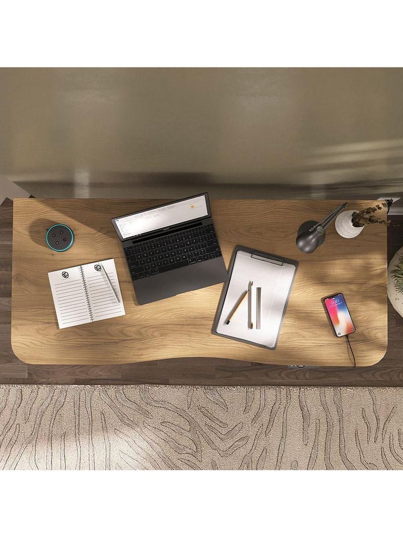Mesa Com Regulagem De Altura Elétrica Para Escritório Home Office Aurum A02 Olmo - Lyam Decor