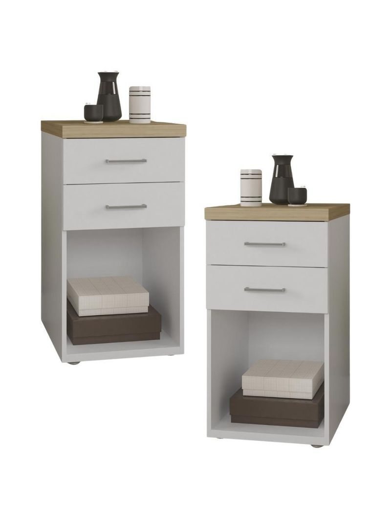 Kit 02 Gaveteiros Para Escritório Home Office 2 Gavetas Orly A02 Olmo Branco - Lyam Decor