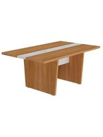 Mesa De Reunião Para Escritório Com 02 Tomadas 179cm Unik A02 Freijó Branco - Lyam Decor