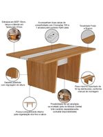 Mesa De Reunião Para Escritório Com 02 Tomadas 179cm Unik A02 Freijó Branco - Lyam Decor