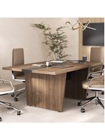 Mesa De Reunião Para Escritório Com 02 Tomadas 179cm Unik A02 Nogal Preto - Lyam Decor