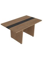 Mesa De Reunião Para Escritório Com 02 Tomadas 179cm Unik A02 Nogal Preto - Lyam Decor