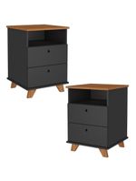Kit 02 Gaveteiros Para Escritório Home Office 2 Gavetas Diem A02 Freijó Preto - Lyam Decor