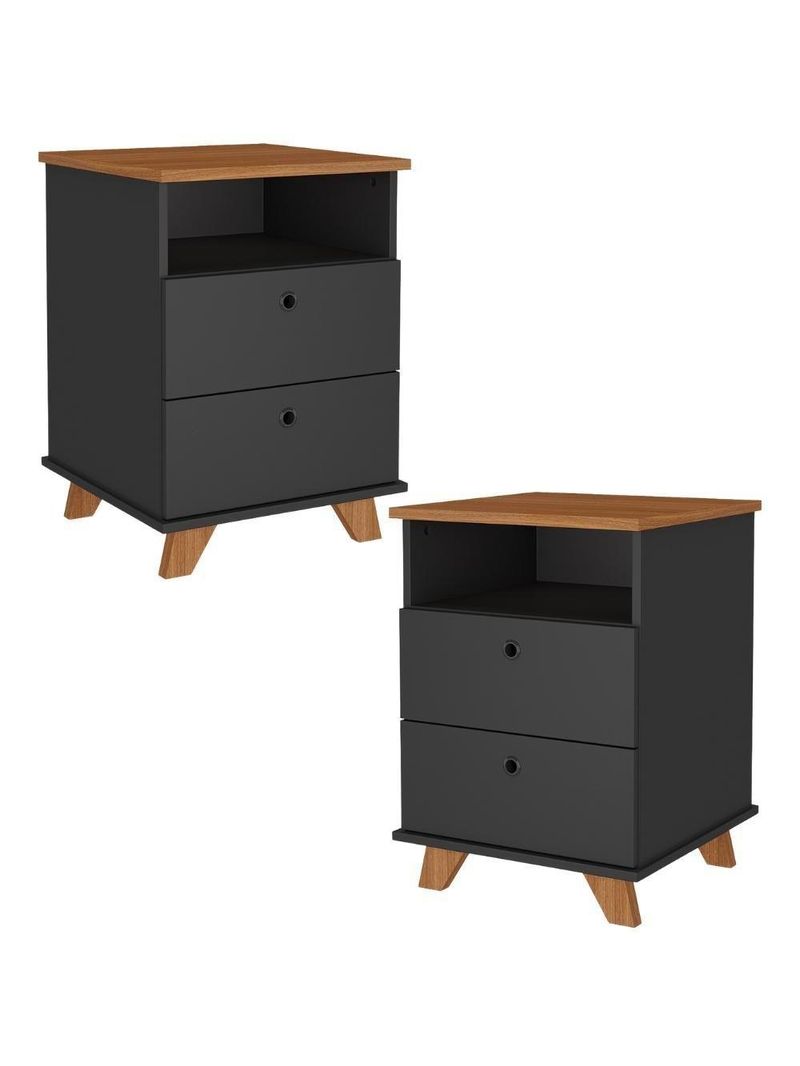 Kit 02 Gaveteiros Para Escritório Home Office 2 Gavetas Diem A02 Freijó Preto - Lyam Decor