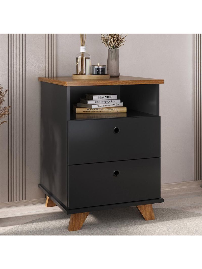 Kit 02 Gaveteiros Para Escritório Home Office 2 Gavetas Diem A02 Freijó Preto - Lyam Decor