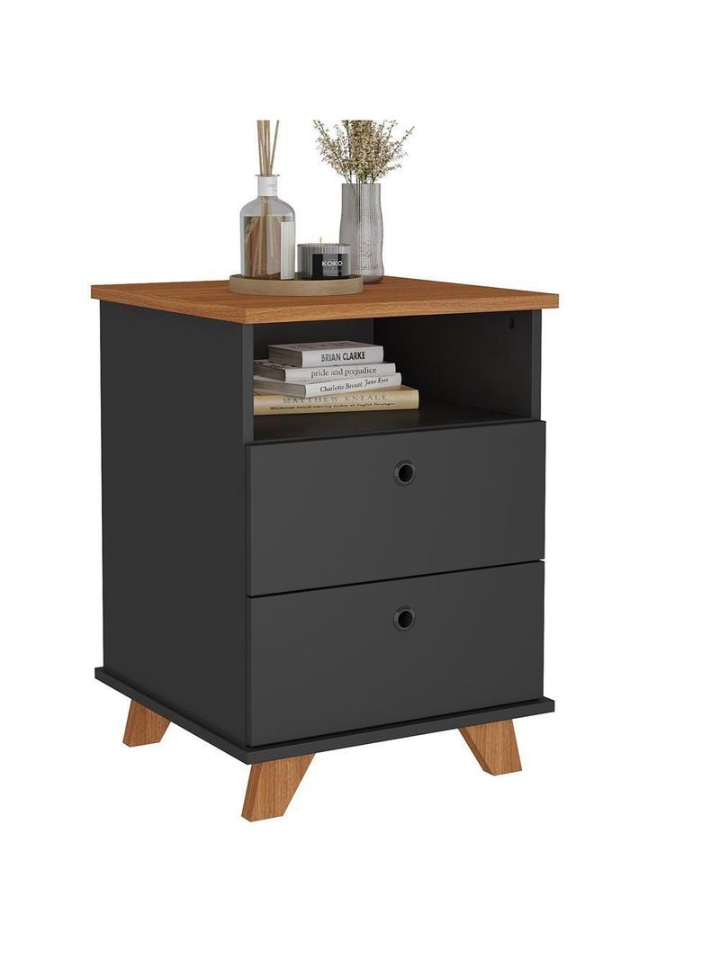 Kit 02 Gaveteiros Para Escritório Home Office 2 Gavetas Diem A02 Freijó Preto - Lyam Decor