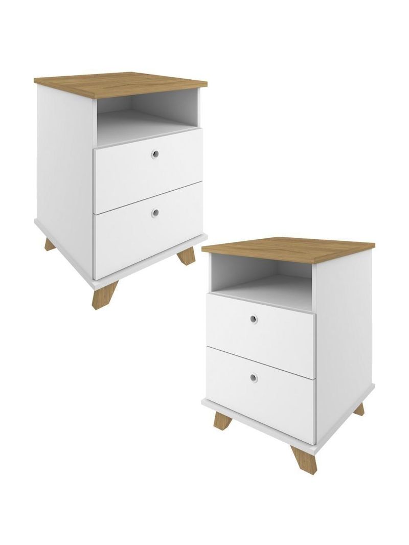 Kit 02 Gaveteiros Para Escritório Home Office 2 Gavetas Diem A02 Olmo Branco - Lyam Decor