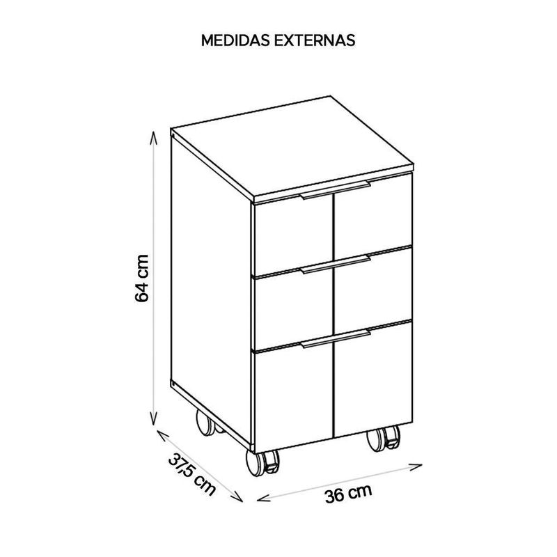 Gaveteiro Para Escritório Organizador Branco Cubic Caemmun