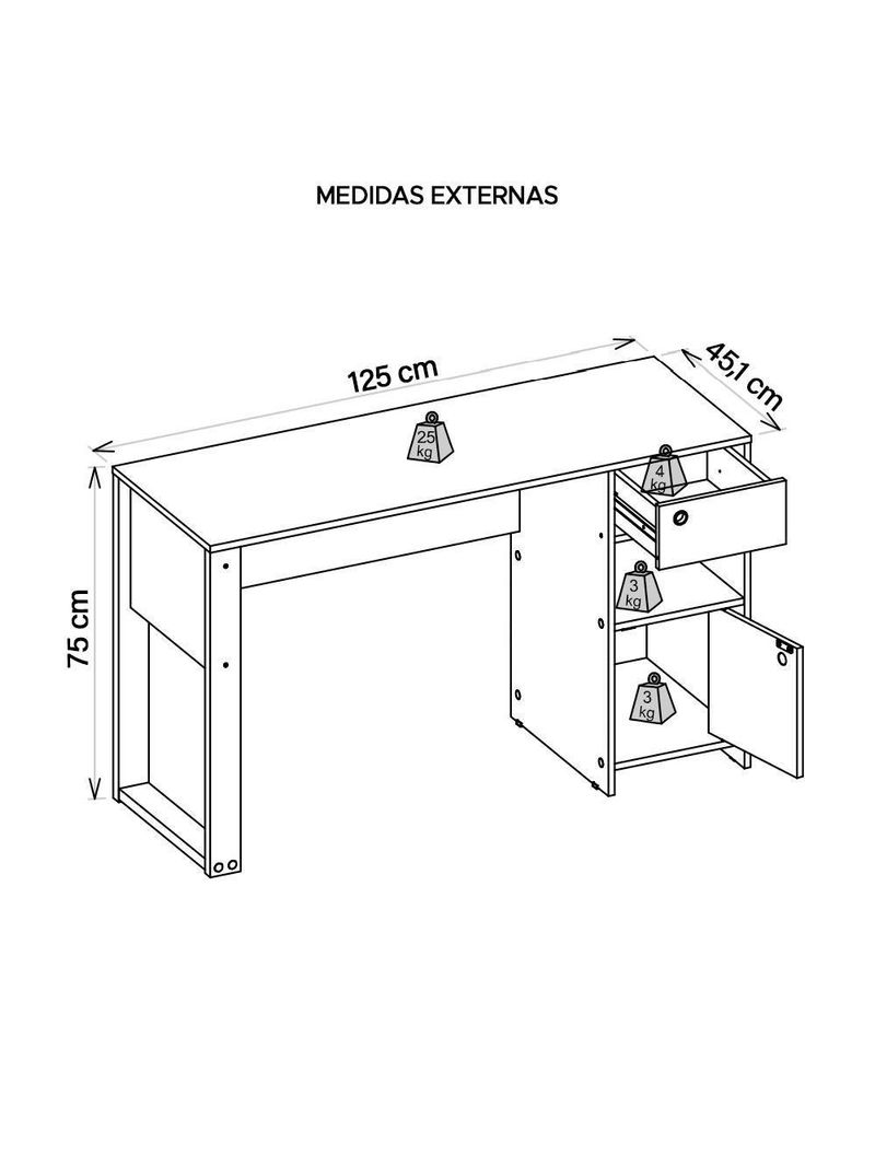 Escrivaninha Mesa Computador Escritório Meta Marrom Caemmun