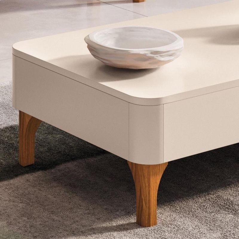 Mesa De Centro Baixa Para Sala Pé Madeira Thalia Off White H01 - Mpozenato