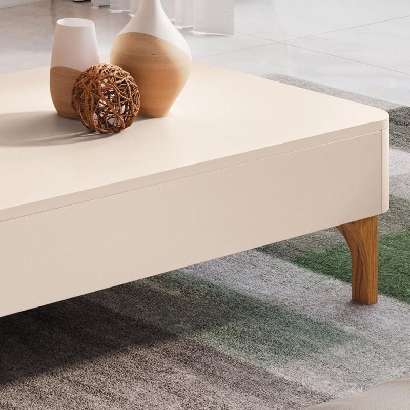 Mesa De Centro Baixa Para Sala Pé Madeira Thalia Off White H01 - Mpozenato