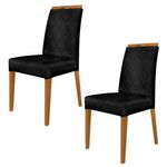 Kit 2 Cadeiras De Jantar Estofadas Madeira Maciça Multimóveis Cr15016 Madeirado-Preto
