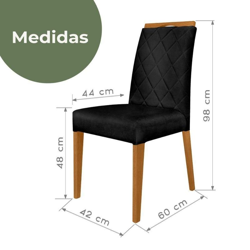 Kit 2 Cadeiras De Jantar Estofadas Madeira Maciça Multimóveis Cr15016 Madeirado-Preto