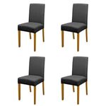 Kit 4 Cadeiras De Jantar Estofadas Madeira Maciça Multimóveis Cr15021 Madeirado-Preto