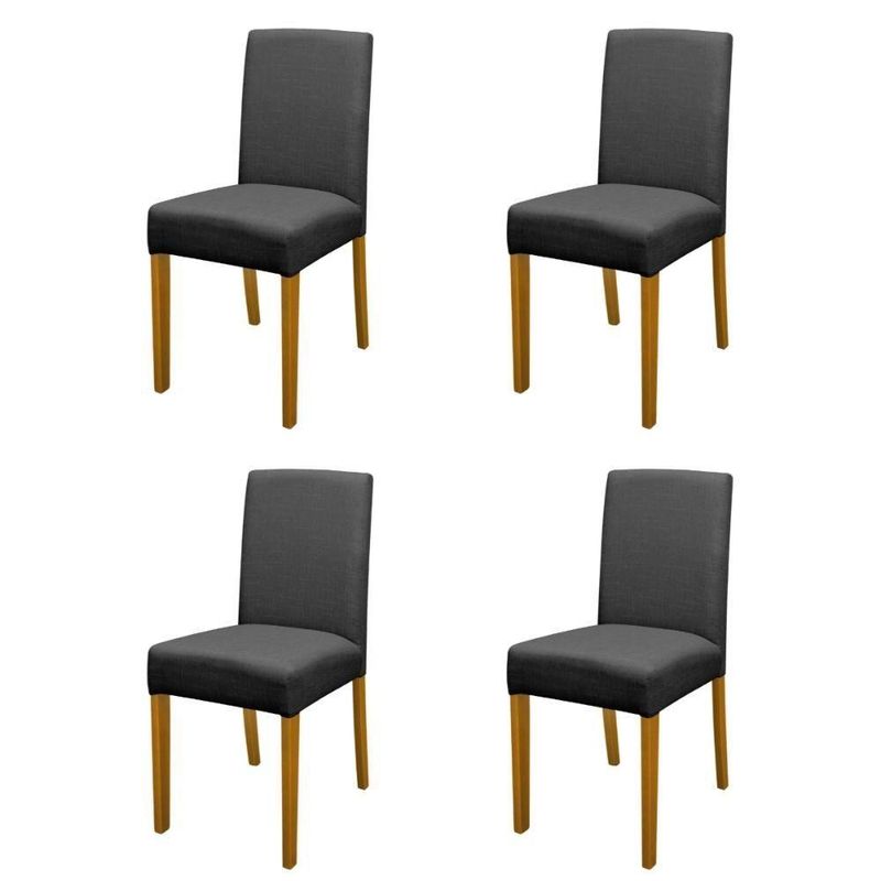 Kit 4 Cadeiras De Jantar Estofadas Madeira Maciça Multimóveis Cr15021 Madeirado-Preto