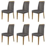 Kit 6 Cadeiras De Jantar Estofadas Madeira Maciça Multimóveis Cr15022 Madeirado-Cinza