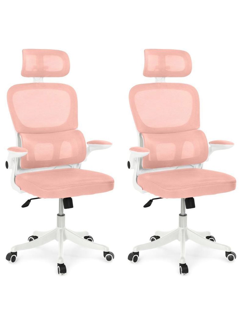 Kit 2 Cadeiras De Escritório Executiva Viena Com Regulagem De Altura - Rosa