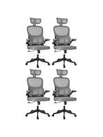 Kit 4 Cadeiras De Escritório Executiva Viena Com Regulagem De Altura - Cinza/preto