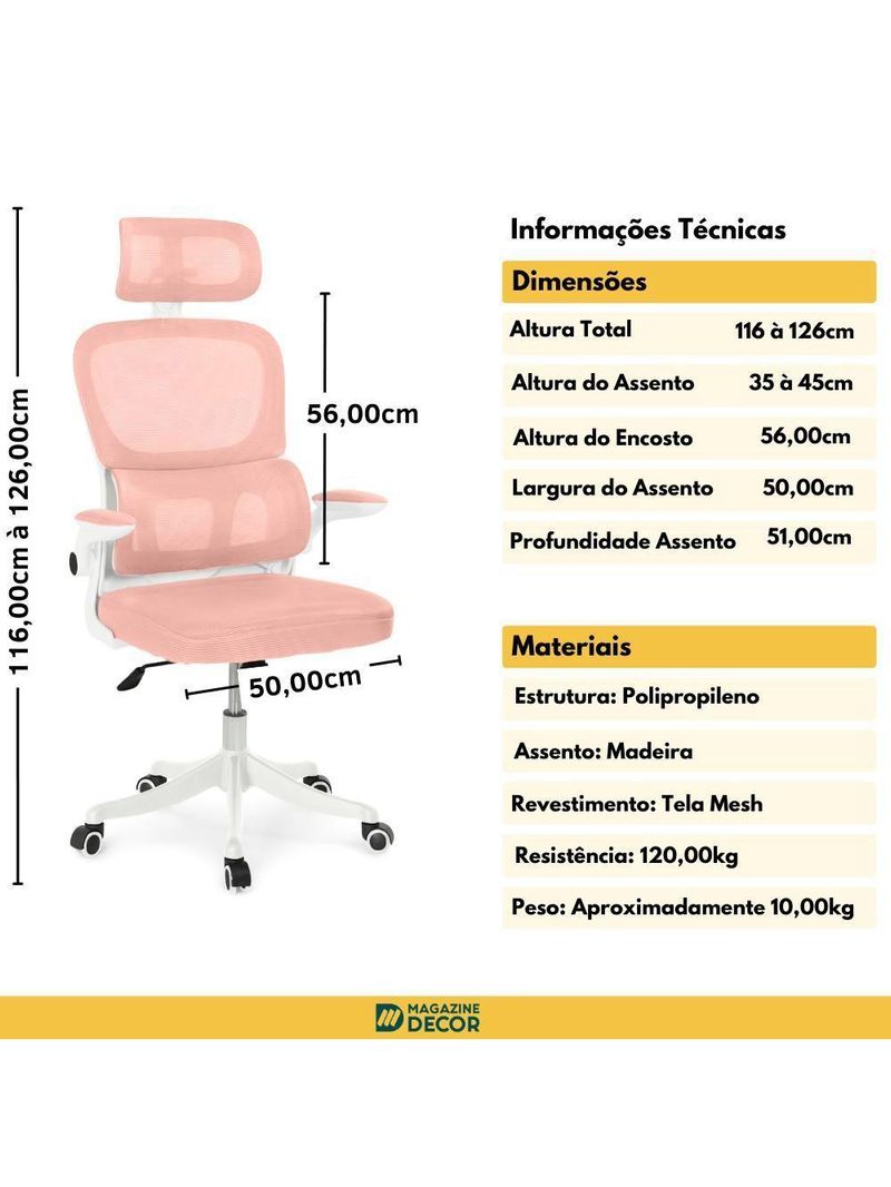 Kit 6 Cadeiras De Escritório Executiva Viena Com Regulagem De Altura - Rosa