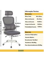 Kit 8 Cadeiras De Escritório Executiva Viena Com Regulagem De Altura - Cinza